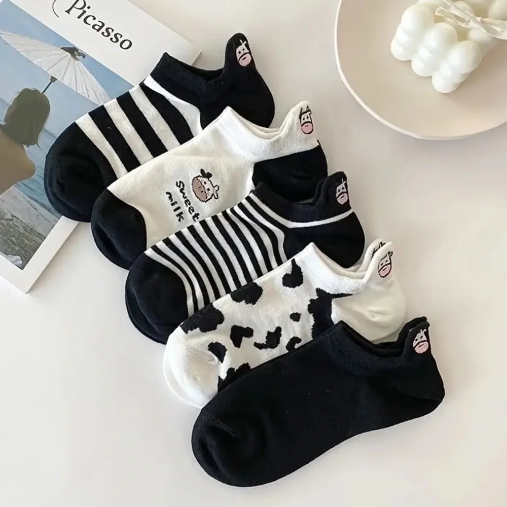 Women’s Sock& Hosiery 5 Pairs Cute Cartoon Cow Comfortable Breathable Socks